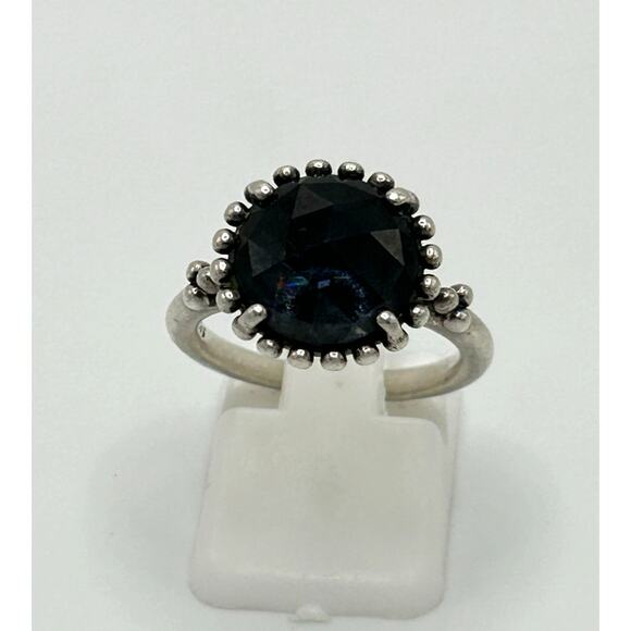 Vintage Sterling Pandora Ring with Blue Stone Size 6 - Picture 1 of 12